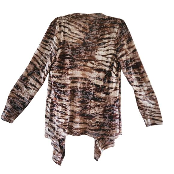 Calvin Klein Cardigan Women Size L Brown Animal Print Long Sleeve Polyester - Picture 2 of 8